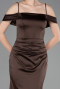 Robe de Soirée Longue Satin Brun ABU6158
