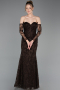 Robe de Soirée Longue Lacé Brun ABU6159