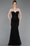 Robe de Soirée Longue Lacé Noir ABU6159