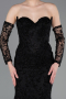 Robe de Soirée Longue Lacé Noir ABU6159