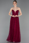 Robe de Soirée Longue Dantelle Prune ABU6160