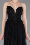 Robe de Soirée Longue Dantelle Noir ABU6160