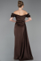 Robe De Fiançaille Satin Longue Brun ABU1606
