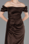 Robe De Fiançaille Satin Longue Brun ABU1606