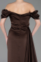 Robe De Fiançaille Satin Longue Brun ABU1606