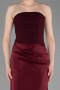 Robe de Soirée Longue Satin Rouge Bordeaux ABU6096