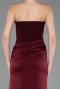 Robe de Soirée Longue Satin Rouge Bordeaux ABU6096