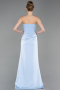 Robe de Soirée Longue Satin Bleu clair ABU6096