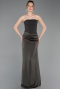 Robe de Soirée Longue Satin Kaki ABU6096