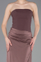 Robe de Soirée Longue Satin Brun ABU6096