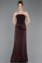 Robe de Soirée Longue Satin Brun foncé ABU6096