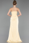 Robe de Soirée Longue Satin Jaune ABU6096