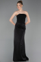 Robe de Soirée Longue Satin Noir ABU6096