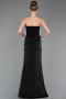 Robe de Soirée Longue Satin Noir ABU6096