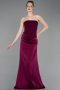Robe de Soirée Longue Satin Couleur Cerise ABU6096
