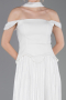 Robe de Cérémonie Midi Mousseline Blanc ABK2619