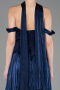 Robe de Cérémonie Midi Mousseline Bleu Marine ABK2619