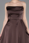 Robe de Soirée Longue Satin Brun ABU6130