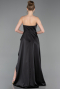 Robe de Soirée Longue Satin Noir ABU6130