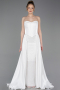 Robe de Soirée Longue Perlé Blanc ABU6125