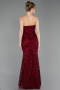Robe de Soirée Longue Lacé Rouge Bordeaux ABU6159