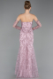 Robe de Soirée Longue Lacé Poudre ABU6159