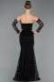 Robe de Soirée Longue Lacé Noir ABU6159