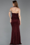 Robe Queue de Poisson Longue Perlé Rouge Bordeaux ABU6165