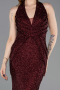 Robe Queue de Poisson Longue Perlé Rouge Bordeaux ABU6165