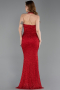 Robe Queue de Poisson Longue Perlé Rouge ABU6165