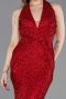 Robe Queue de Poisson Longue Perlé Rouge ABU6165