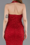 Robe Queue de Poisson Longue Perlé Rouge ABU6165