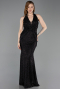 Robe Queue de Poisson Longue Perlé Noir ABU6165