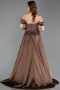 Robe De Soirée Perlé Longue Brun Clair ABU5542