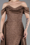 Robe De Soirée Perlé Longue Brun Clair ABU5542