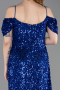 Robe De Soirée Grande Taille Longue Bleu Saxe ABU5232