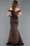 Robe Queue de Poisson Longue Satin Brun ABU6166