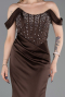 Robe Queue de Poisson Longue Satin Brun ABU6166