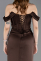 Robe Queue de Poisson Longue Satin Brun ABU6166