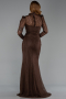 Tenue de Soirée Longue Dantelle Brun ABU6169
