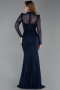 Tenue de Soirée Longue Dantelle Bleu Marine ABU6169
