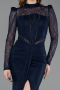 Tenue de Soirée Longue Dantelle Bleu Marine ABU6169
