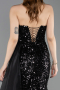 Robe De Fiançailles Grande Taille Longue Squameuse Noir ABU6174