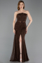 Tenue de Soirée Longue Dantelle Brun ABU6169