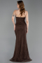 Robe de Soirée Longue Dantelle Brun ABU6172