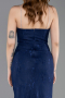 Robe de Soirée Longue Dantelle Bleu Marine ABU6172