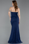 Robe de Soirée Longue Dantelle Bleu Marine ABU6172