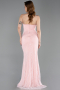 Robe de Soirée Longue Dantelle Poudre ABU6172