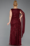 Robe De Soirée Grande Taille Longue Perlé Rouge Bordeaux ABU6133