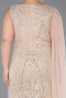 Robe De Soirée Grande Taille Longue Perlé Or ABU6133